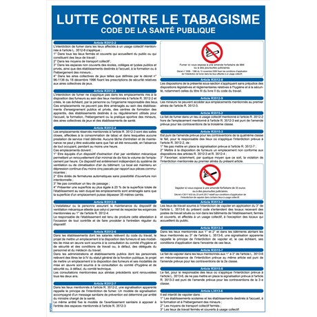 Panneau obligatoire lutte contre le tabagisme - Format A4