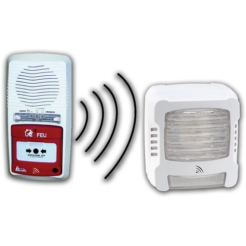 Pack alarme radio type 4 avec 1 Diffuseur sonore et lumineux incendie RADIO avec répéteur