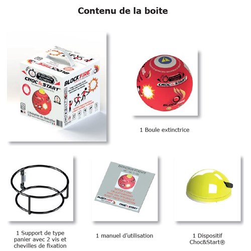 Boule extinctrice Block Fire - Système "Choc and Start"