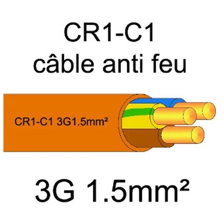 100 mètres de câble électrique résistant au feu - 3G1.5mm2 - CR1-C1