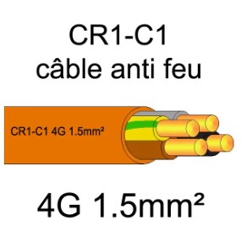 100 mètres de câble électrique résistant au feu - 4G1.5mm2 - CR1-C1