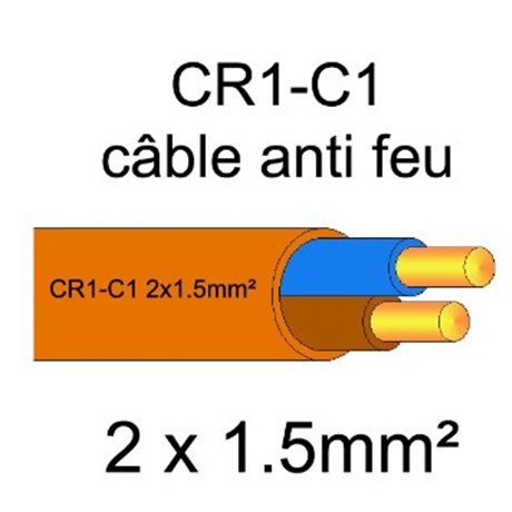 100 mètres de câble électrique résistant au feu - 2 X 1.5mm2 - CR1-C1