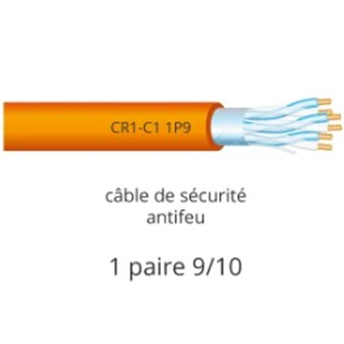 100 mètres de câble 1 paire 9/10 pour alarmes résistant au feu - CR1-C1