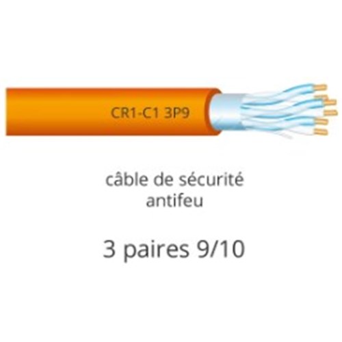 100 mètres de câble 3 paires 9/10 pour alarmes résistant au feu - CR1-C1