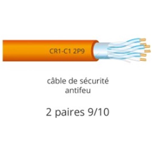 20 mètres de câble 2 paires 9/10 pour alarmes résistant au feu - CR1-C1