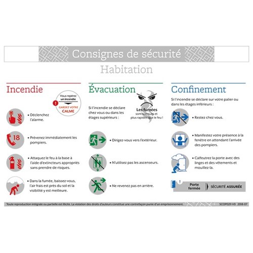 Consigne de sécurité "Consignes de sécurité habitation" - Format A4