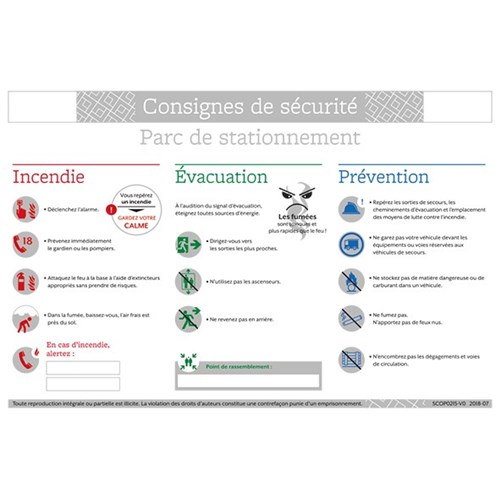 Consigne de sécurité "parc de stationnement" - Format A4