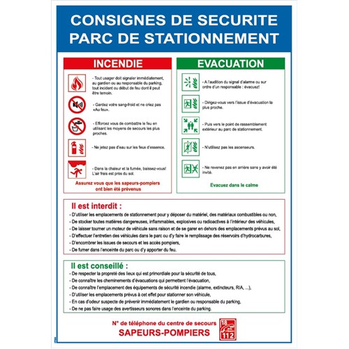 Consignes parc de stationnement Verticale - Format A4