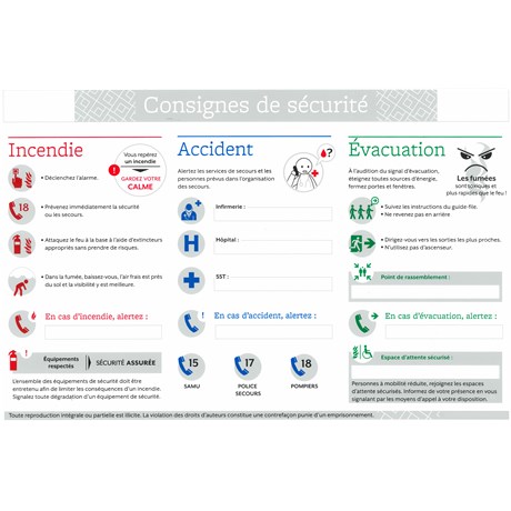 Consignes de sécurité – PVC - Format A4 - Premium