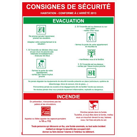 Consignes de sécurité habitation - PVC A4