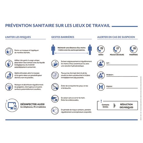 Panneau de prévention sanitaire - COVID - Format A3