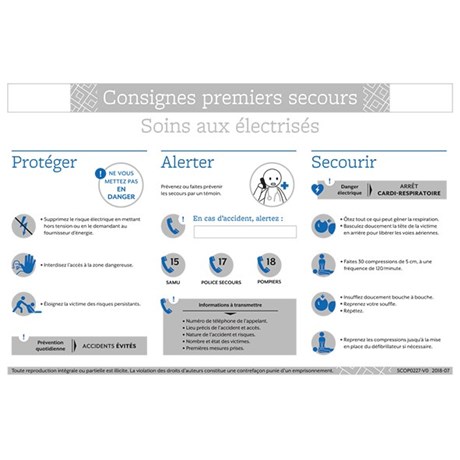 Consigne de sécurité "Soins aux électrisés" - Format A4