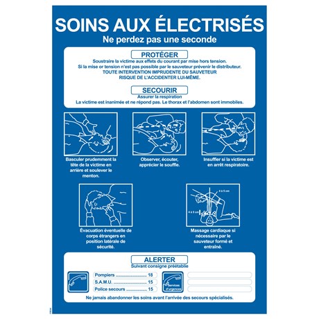 Consignes soins aux électrisés - Format A4