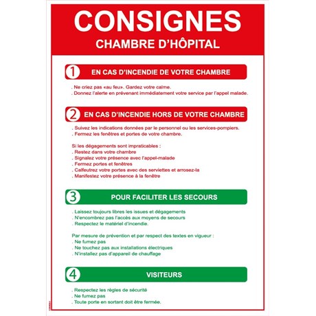 Consigne chambre d’hôpital - Format A4