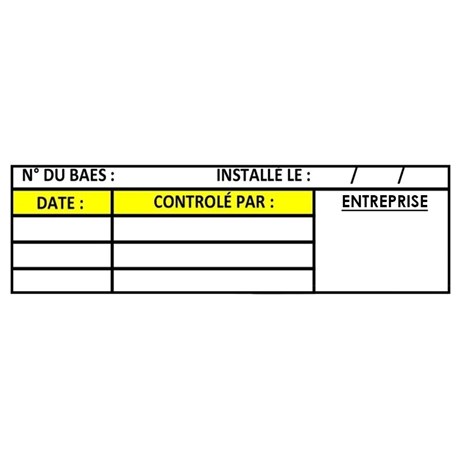 100 Étiquettes BAES Vierges Maintenance - 70 x 20 mm