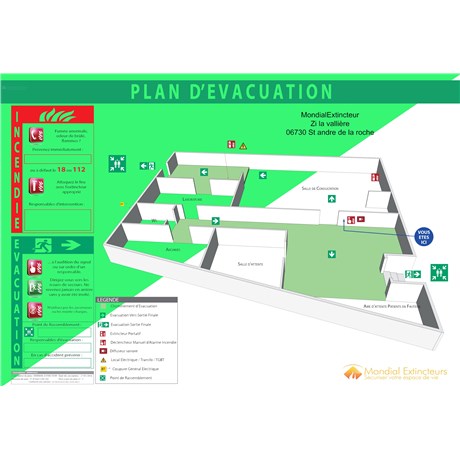 Plan d'évacuation PVC Photoluminescent 3D - Format A3