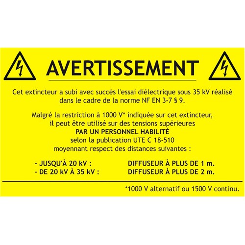 Etiquette adhésives extincteur CO2 - Lot de 100