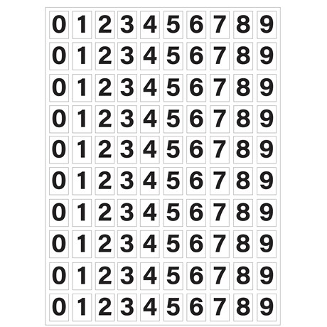 Planche de chiffres adhésifs pour numéroter vos RIA