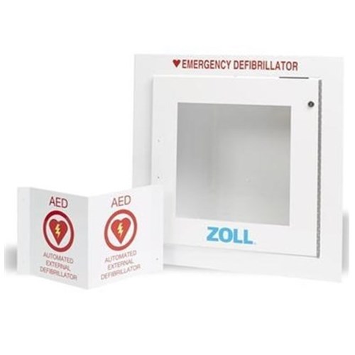 Armoire métallique blanche avec alarme pour défibrillateur ZOLL