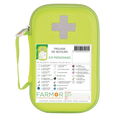 Trousse de secours jaune fluo - EVA 4/6 personnes