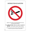 Panneau "Interdiction de vapoter" - PVC A4