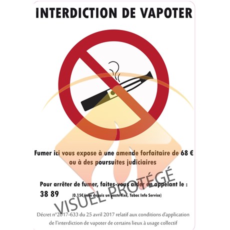 Sticker "interdiction de vapoter" Format A4