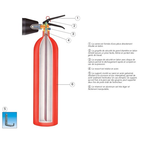 Extincteur CO2 capacité 2Kg NF Aluminium - Marque ANAF