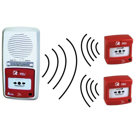 Pack alarme radio type 4 avec 2 déclencheurs manuels radio