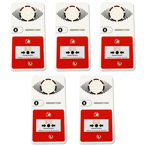 Pack de 5 alarmes incendie Type 4 avec Flash - NF S32-001 classe B