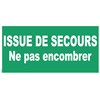 Panneaux d’évacuation "Issue de secours ne pas encombrer" - PVC 300x150 mm