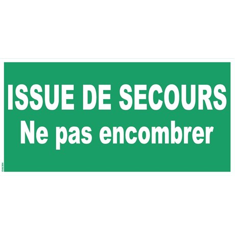 Panneaux d’évacuation "Issue de secours ne pas encombrer" - PVC 300x150 mm