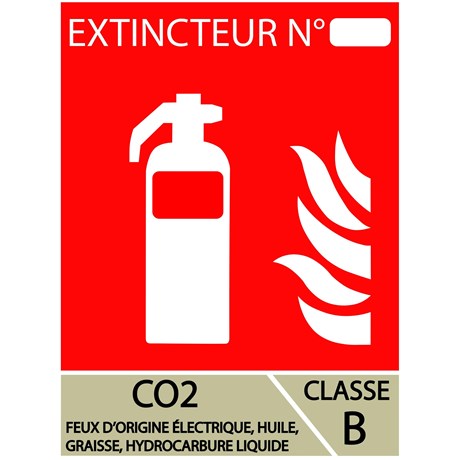 Panneau PVC extincteur CO2 - 10 x 15 cm - Classe B