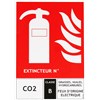 Panneau PVC extincteur CO2 - 12,5 x 19 cm - Classe B