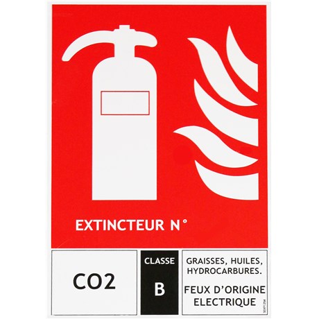 Panneau PVC extincteur CO2 - 12,5 x 19 cm - Classe B