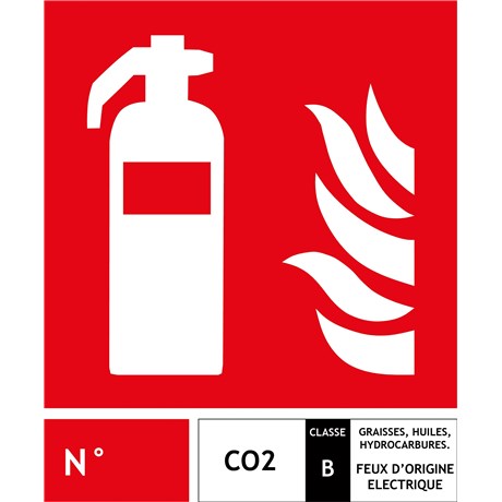 Panneau PVC extincteur CO2 - 20 x 24 cm - Classe B