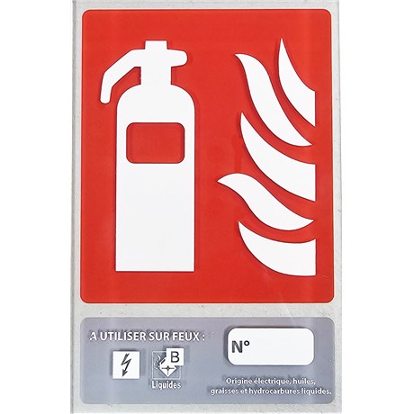 Panneau Plexiglass extincteur CO2 - 10 x 15 cm - Classe B