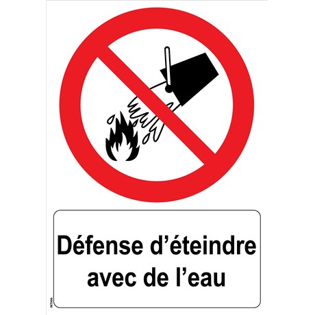 Panneau "Défense d’éteindre avec de l’eau" - PVC A5