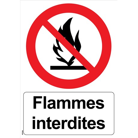 Panneau "Flammes interdites" - PVC A4