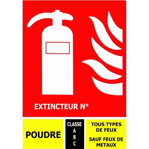 Lot de 10 Panneau pictogramme extincteur à poudre 125 x 190