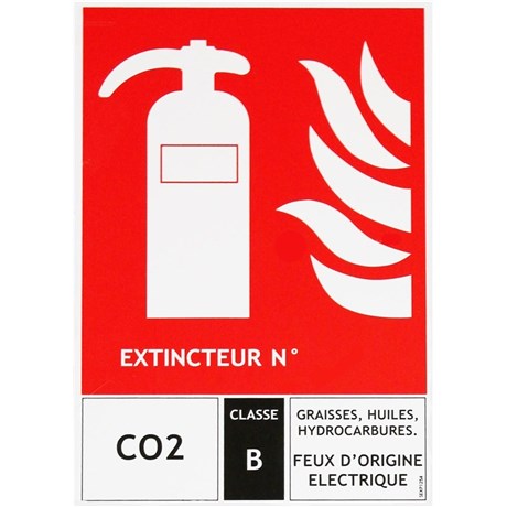 Lot de 10 Panneaux extincteur CO2 125 X 190