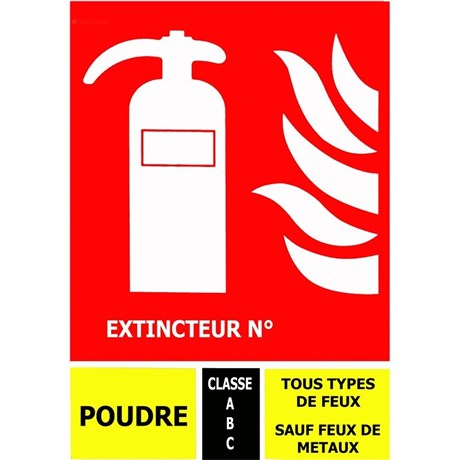 Lot de 100 Panneau pictogramme extincteur à poudre 125 x 190