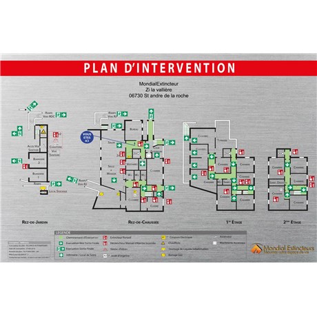 Plan d'intervention - Dibond Aluminium Brossé Doré - Format A2