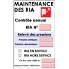 Lot de 10 Etiquettes de maintenance pour RIA - Taille 70 X 115 mm