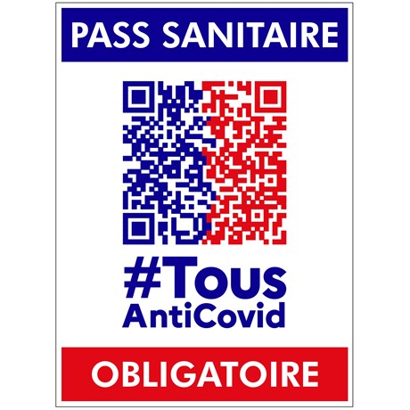 Sticker QR CODE "PASS SANITAIRE OBLIGATOIRE" - 15 X 20 CM