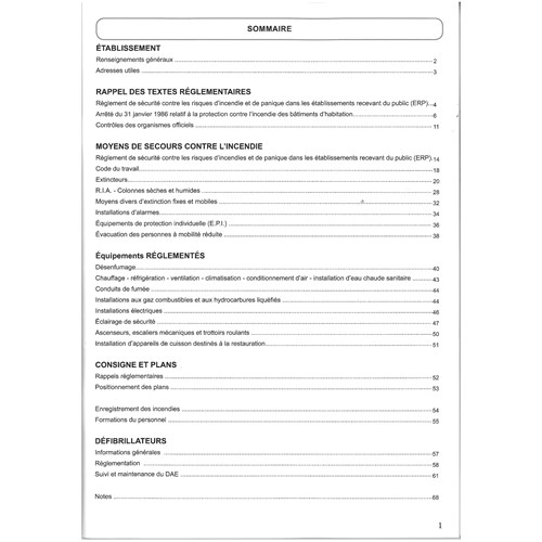 10 registres de sécurité complet - 60 PAGES