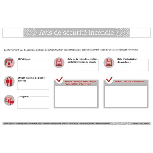 Avis de sécurité incendie - Format A4