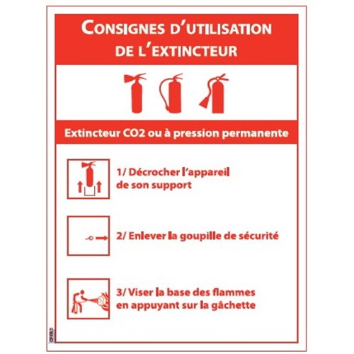 Consigne de sécurité "Utilisation des extincteurs PP ou CO2" Format A5