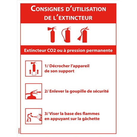 Consigne de sécurité "Utilisation des extincteurs PP et Co²" - Format A5