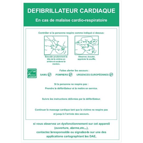 Consigne d'utilisation défibrillateur - Format A4