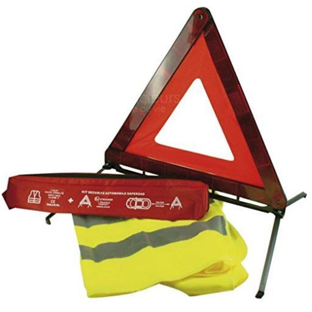  DRERIO Triangle d'avertissement d'urgence et kit de Gilet Haute  visibilité Kit d'urgence de Voiture 2 en 1 Gilets de sécurité réfléchissants  en Cas de Panne Kit de Bandes réfléchissantes Pliables